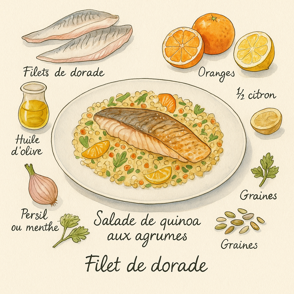 filet de dorade quinoa agrumes