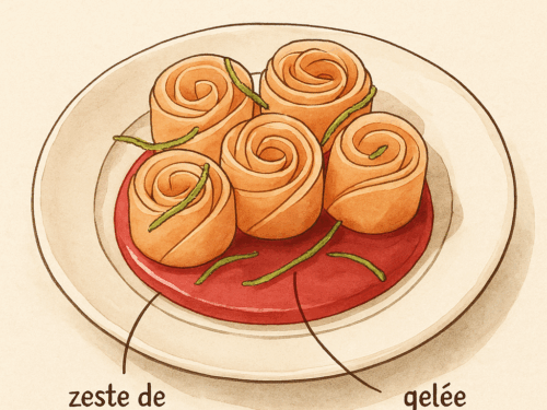 rosace pomme confite gelée hibiscus