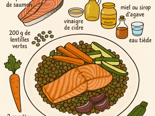 saumon grillé salade tiède de lentilles