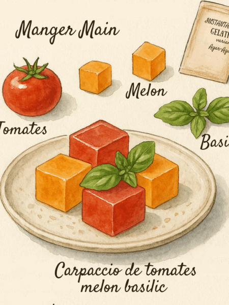 carpaccio tomates melon basilic en cubes manger main pour seniors