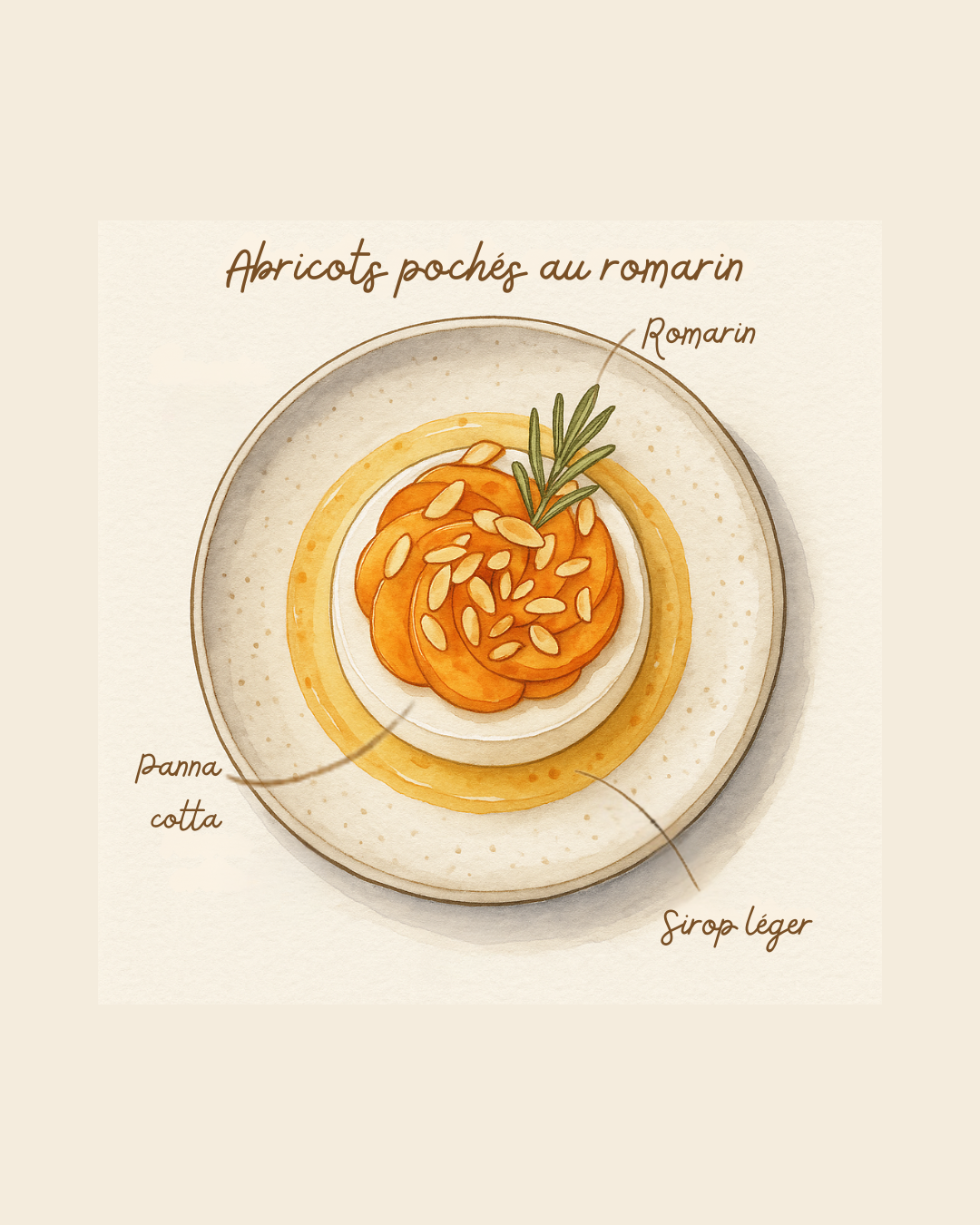 abricots pochés au romarin