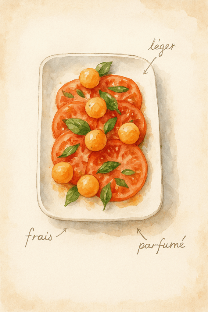 carpaccio de tomates melon basilic
