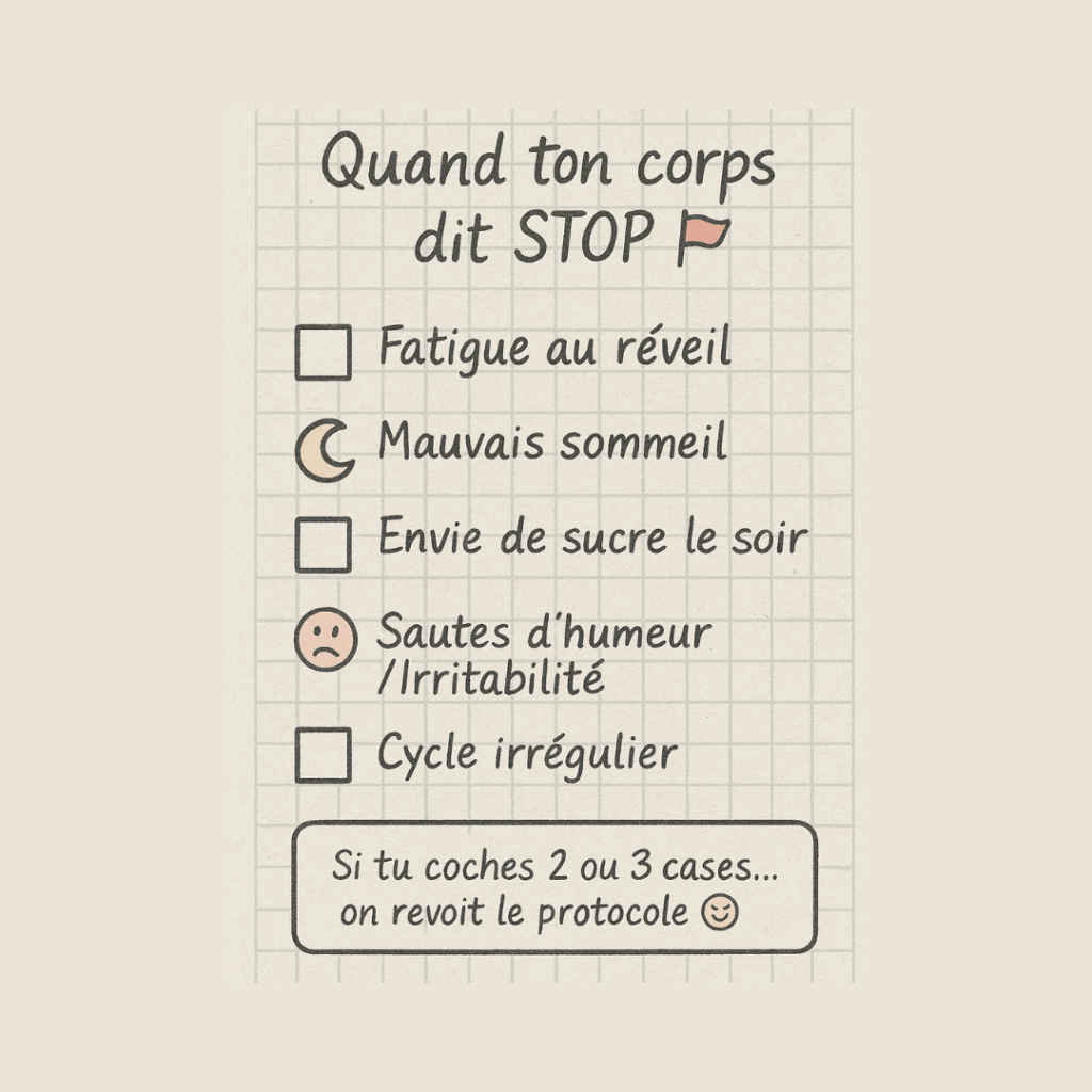 Checklist des signaux d’alerte du corps face au jeûne, style carnet de cheffe