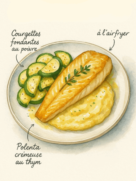 filet de colin airfryer courgette polenta cremeuse