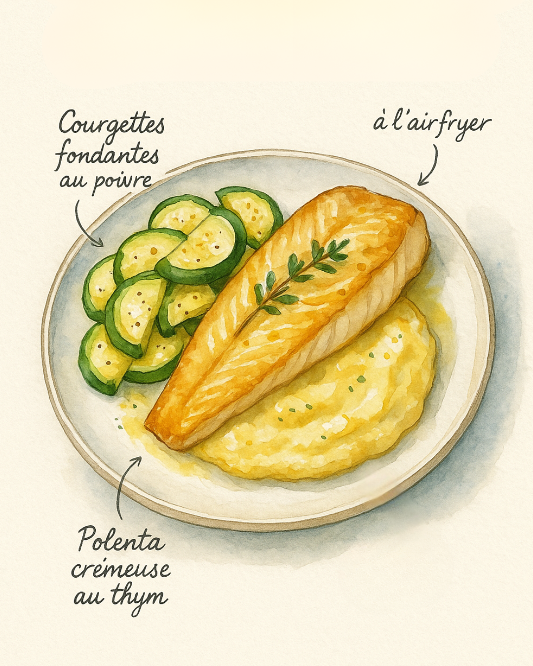 filet de colin airfryer courgette polenta cremeuse