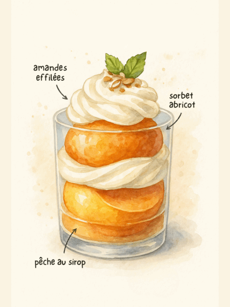 Verrine pêche abricot chantilly