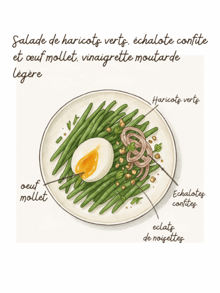 salade de haricots verts œuf mollet