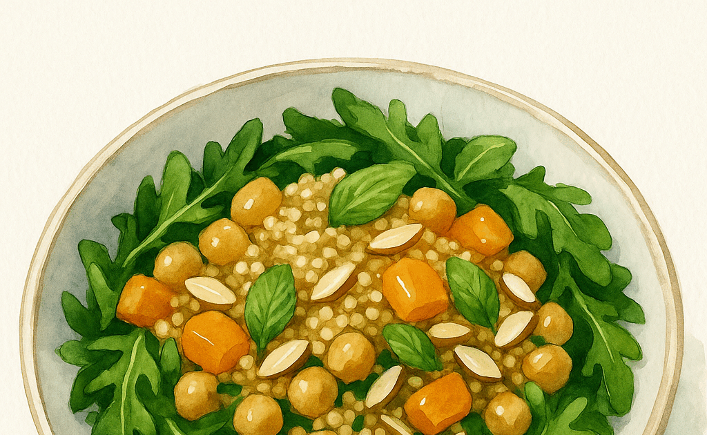 Salade orientale quinoa pois chiches abricots amandes et menthe