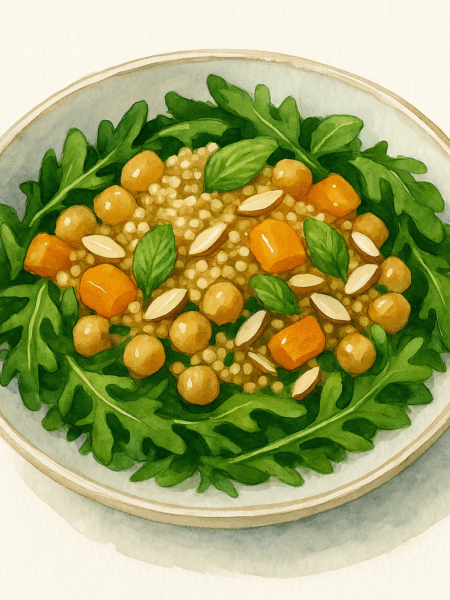 Salade orientale quinoa pois chiches abricots amandes et menthe