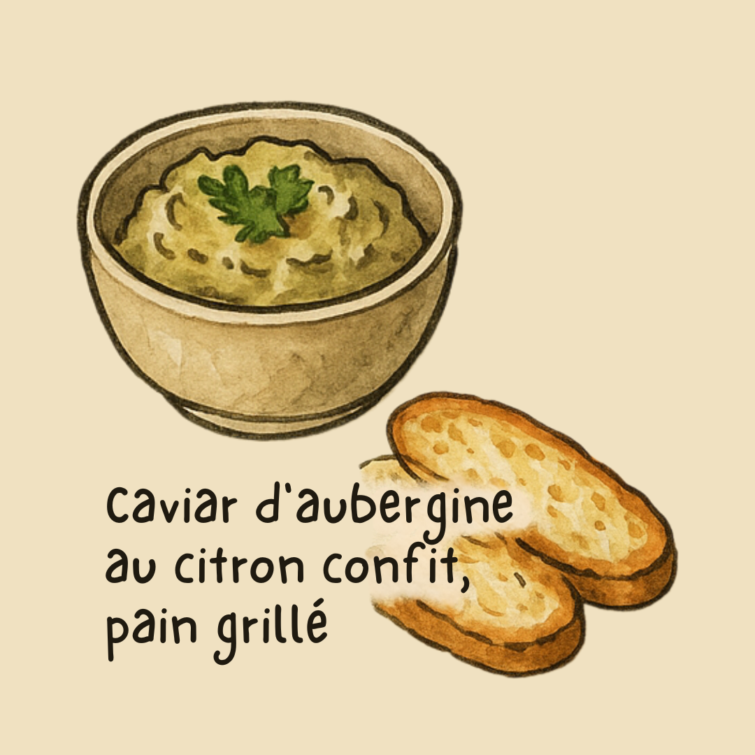 Caviar d’aubergine au citron confit