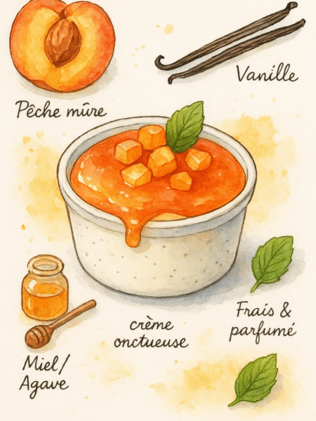 Panna cotta à la vanille et coulis de pêche