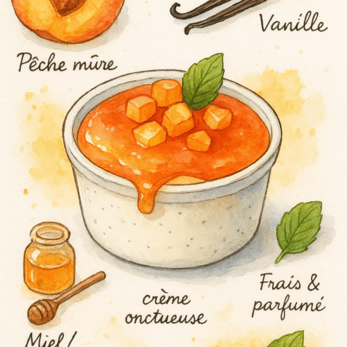 Panna cotta à la vanille et coulis de pêche