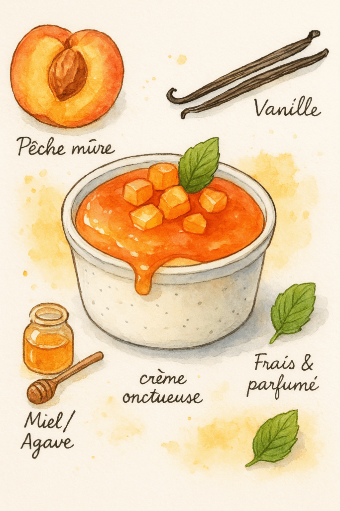 Panna cotta à la vanille et coulis de pêche