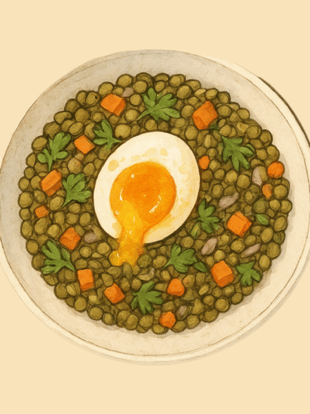 salade de lentilles oeuf mollet