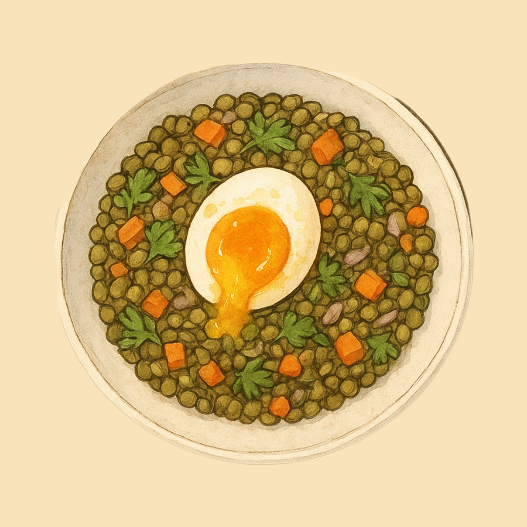 salade de lentilles oeuf mollet