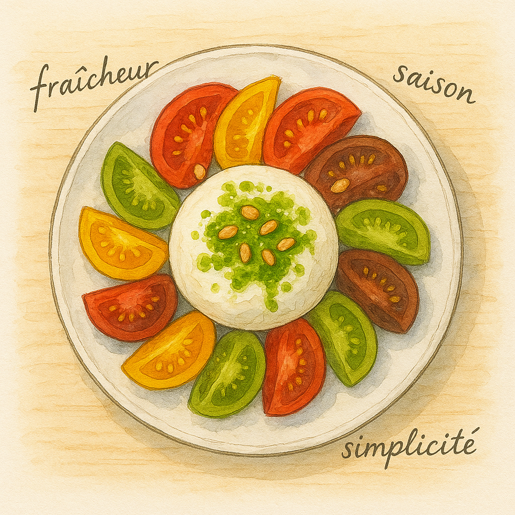 Salade de tomates anciennes & burrata