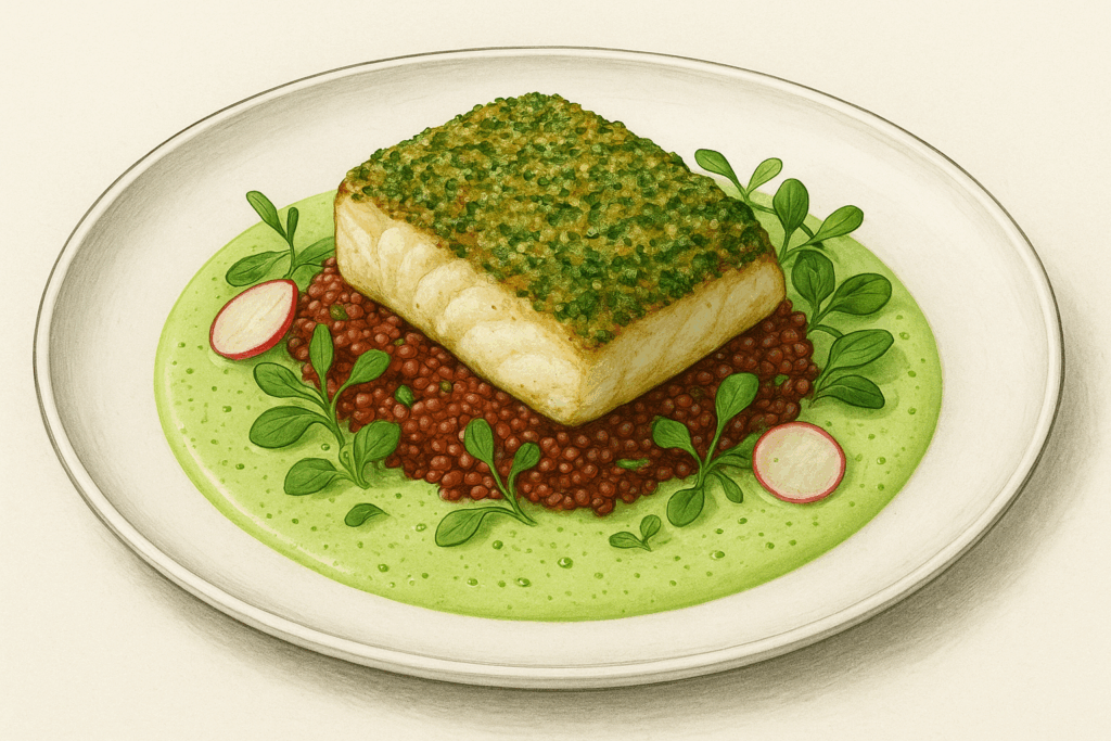 Cabillaud rôti croûte aux herbes