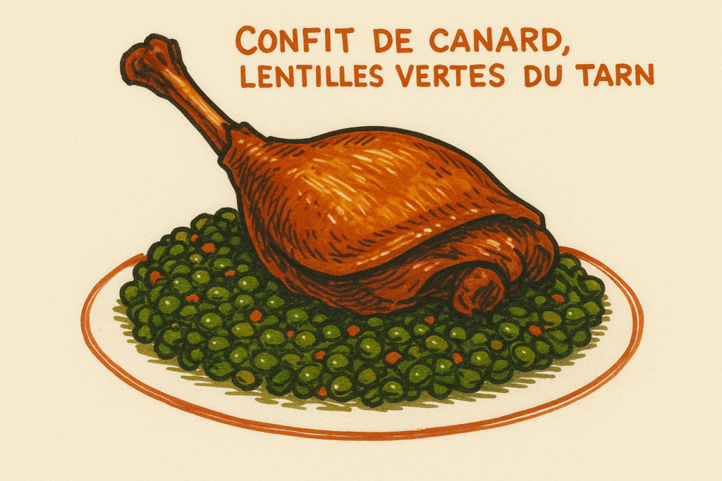 confit de carand lentilles vertes du tarn