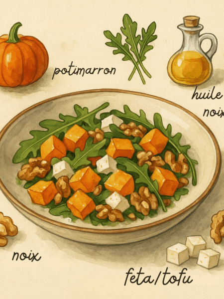 salade tiède de potimarron roquette feta