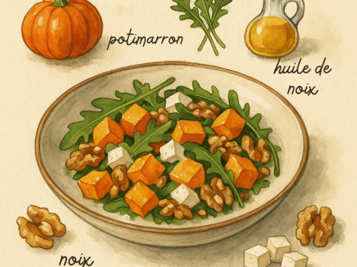 salade tiède de potimarron roquette feta