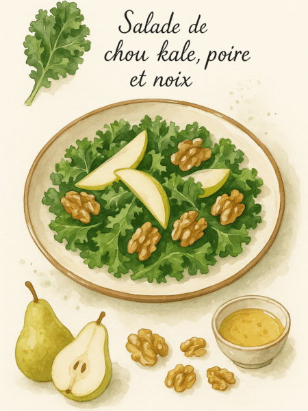 salade chou kale poire