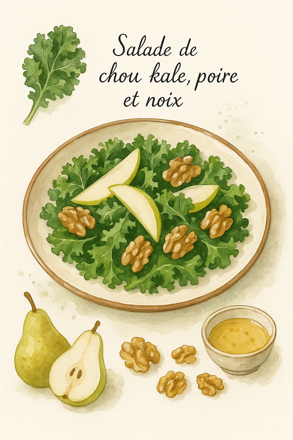 salade chou kale poire