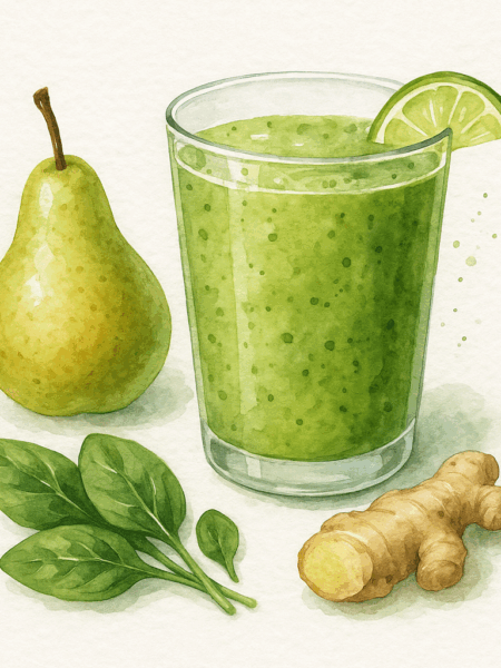 Smoothie épinard poire gingembre