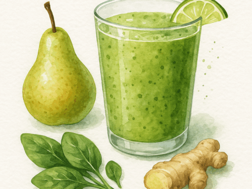 Smoothie épinard poire gingembre