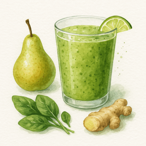 Smoothie épinard poire gingembre