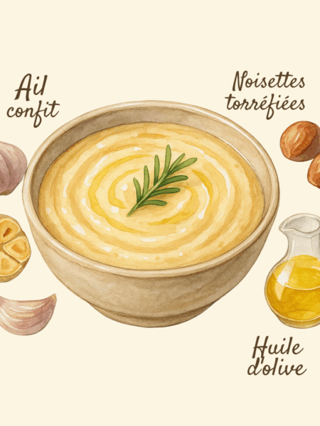 crème d’ail doux et noisette