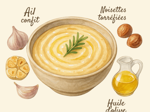 crème d’ail doux et noisette