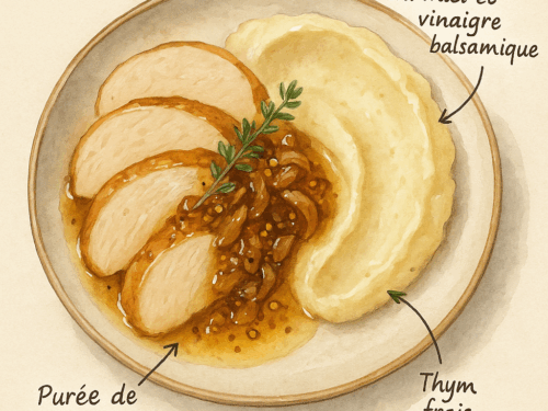 filet de dinde rôti aux oignons confits