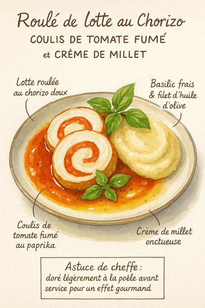 roulé de lotte au chorizo